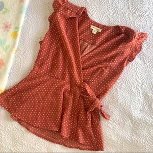 Monteau red polka dot blouse